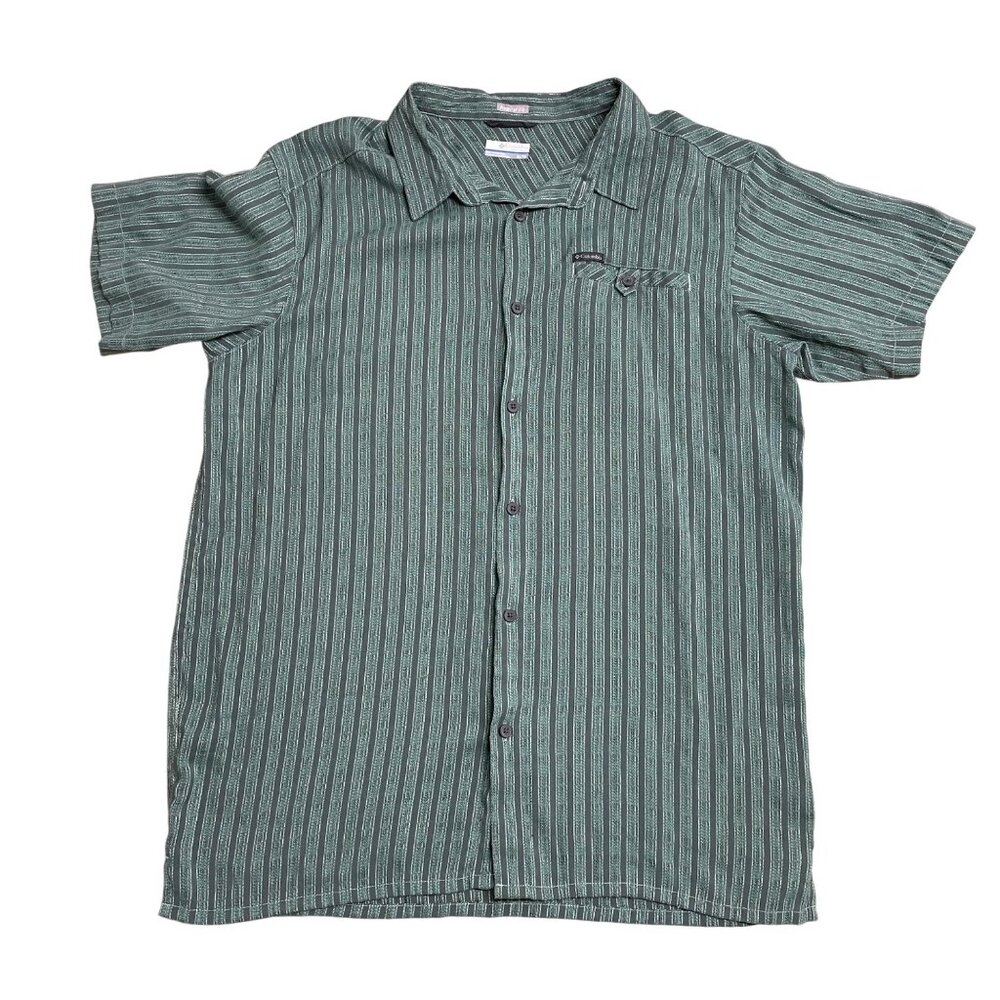 COLUMBIA BUTTON UP SHIRT CASUAL MENS XL STRIPED TEXTURED LIGHTWEIGHT REGULAR FIT